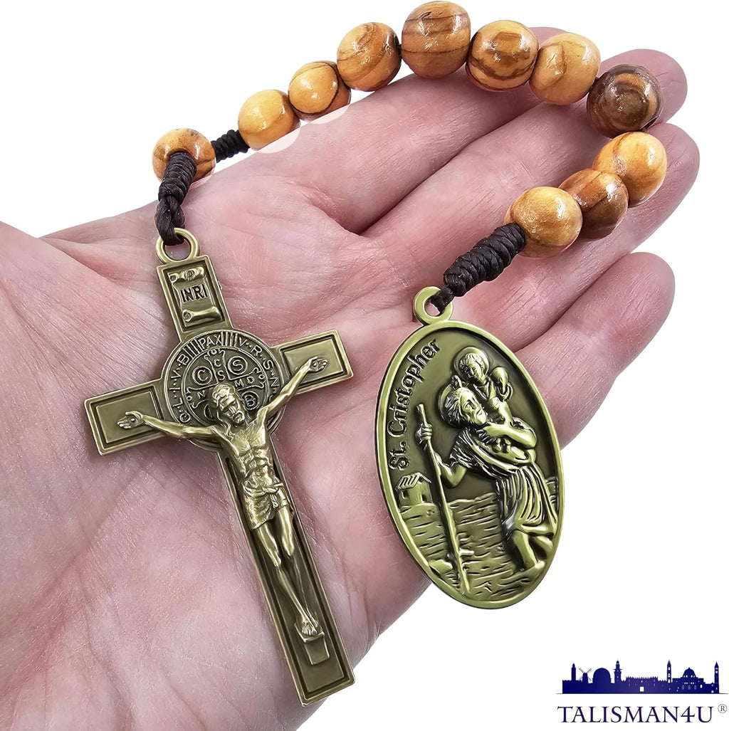 Saint Christopher Medal One Decade Pocket Rosary St Benedict
