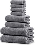 8 Piece Towel Set, 2 XL Bath, 2 Hand, 4 Washcloth, Dark Grey | 100% Cotton, Lighter Weight, Quicker to Dry, Super
