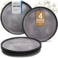 Stoneware Dinner Plate Set for 4, 10.6" Large Kitchen Plates, Raised Rim