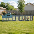 Large Wooden Chicken Coop with Run Blue Gray 141.1 in