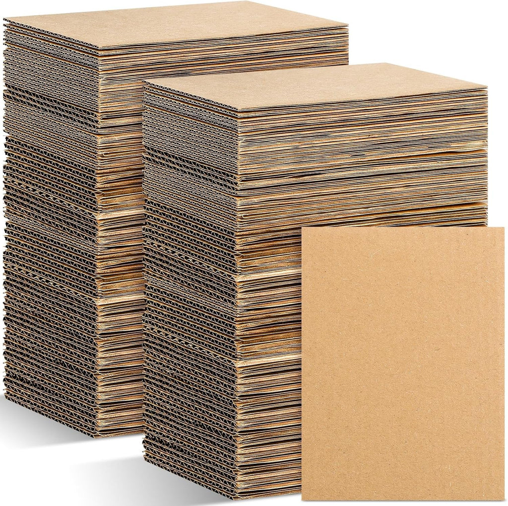 50 Pack Corrugated Cardboard Sheets, 3 mm Flat, 3.5 x 4.5 Inch, Brown