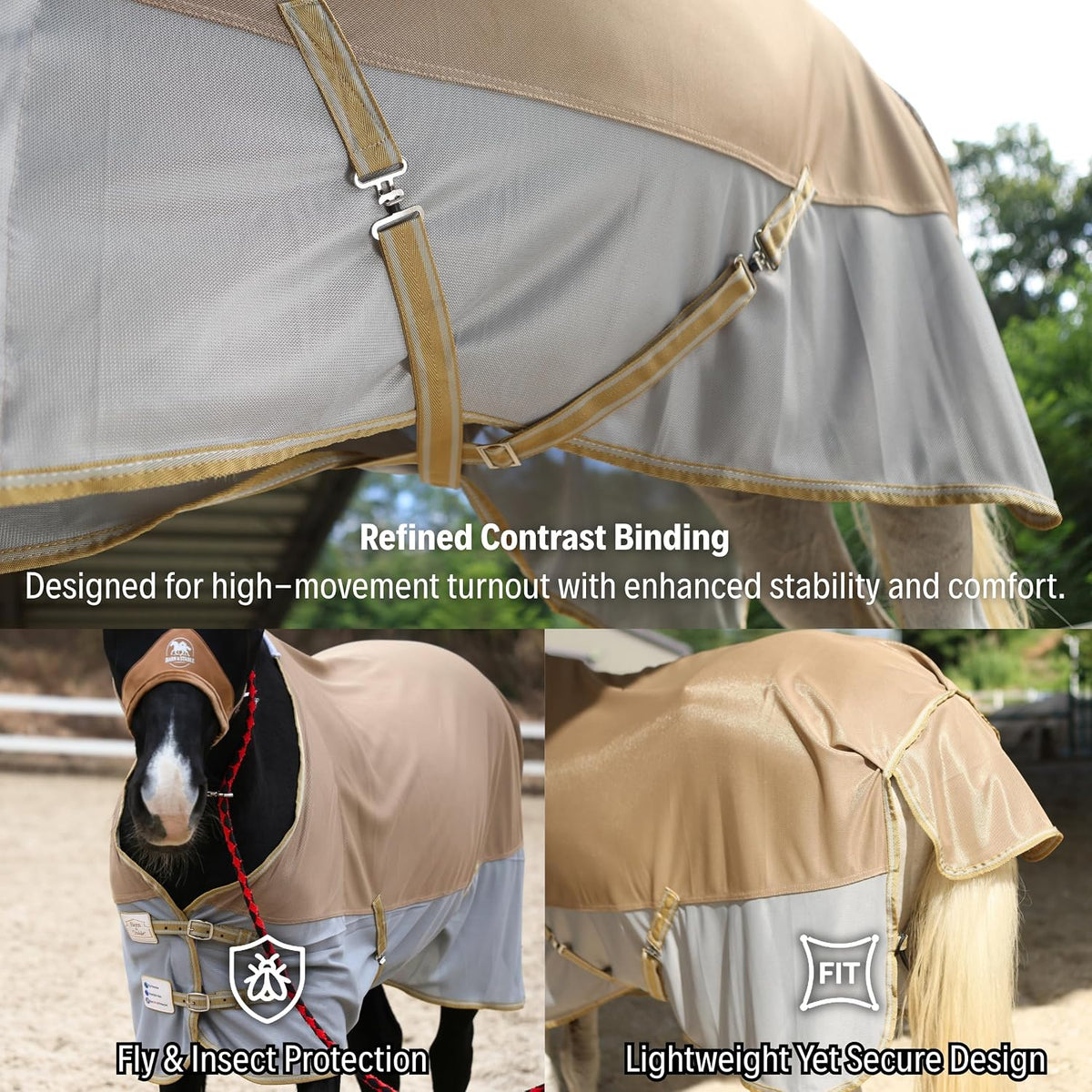 Breathable and UV Protective Tear-Resistant Mesh Horse Fly Sheet Comfy Equine Summer Sheet with Removable Web Leg Straps