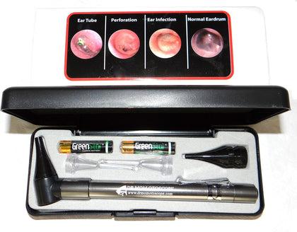 Third Generation Dr Mom Slimline Stainless LED Pocket Otoscope with Soft White Natural Hue Light Spectrum in Hard