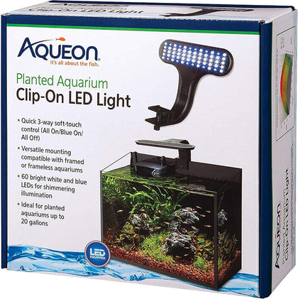 Clip-On LED Fish Tank Light for Planted Aquariums, Up to 20 Gal | Clip on aquarium light with 3-way soft-touch