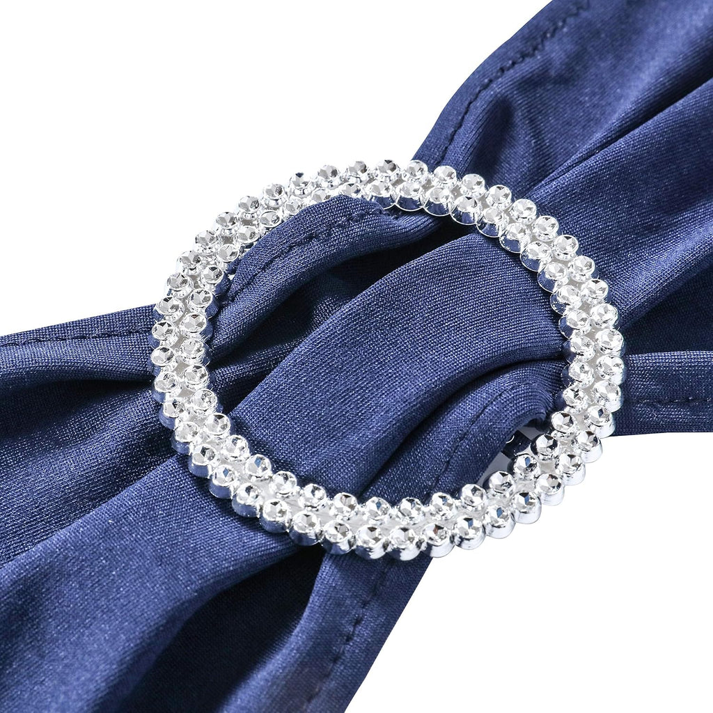 50 PCS Spandex Stretch Chair Sashes Bows for Wedding Reception- Universal Elastic Chair Cover Bands with Buckle