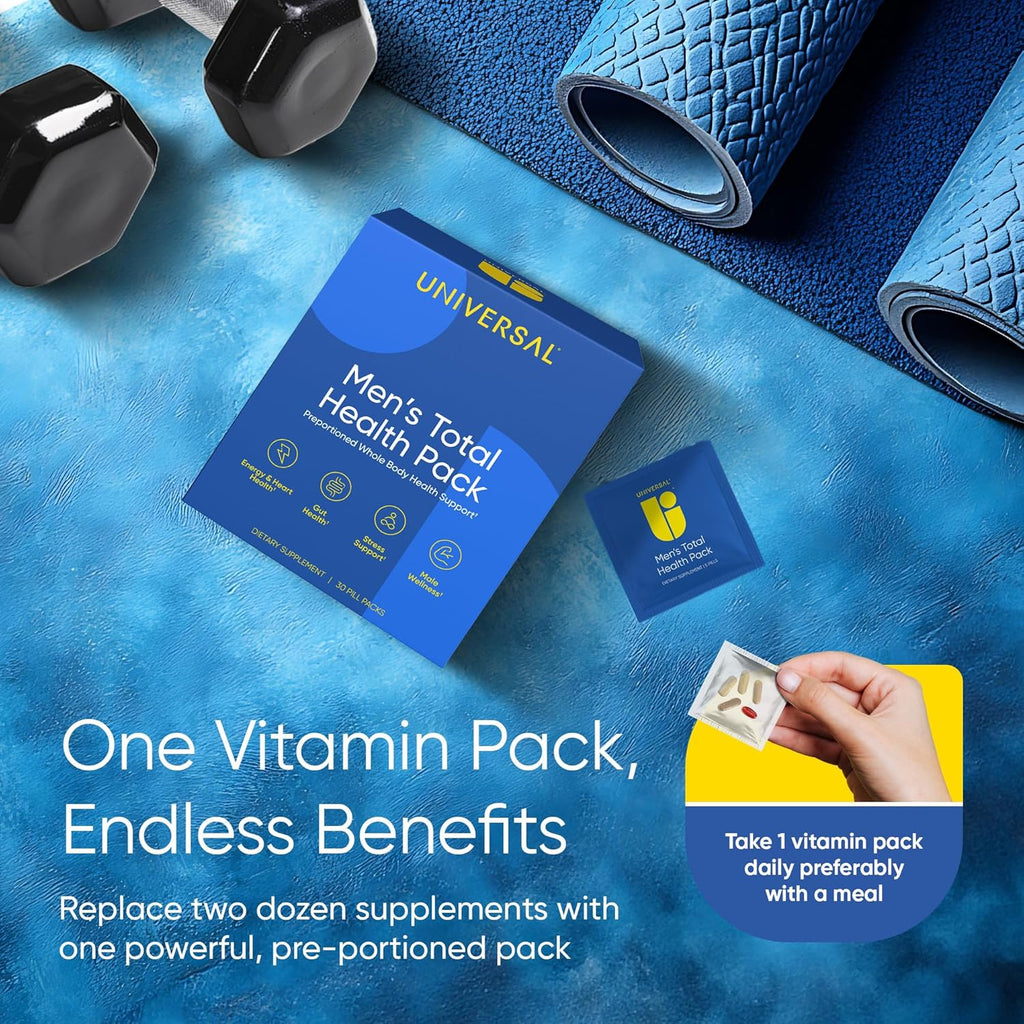 Men's Total Health Daily Vitamin Packs - 22 Essential Minerals & Vitamins for Men, All-in-One Multivitamin Supplement