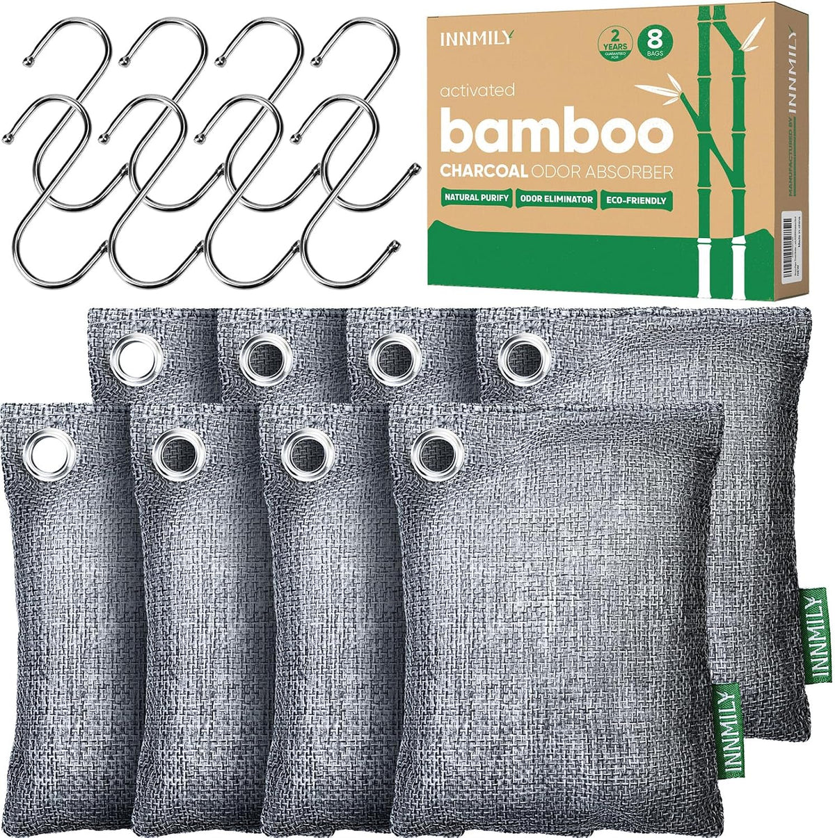Activated Charcoal Odor Absorber, 8P Nature Odor Eliminator for Strong Odor