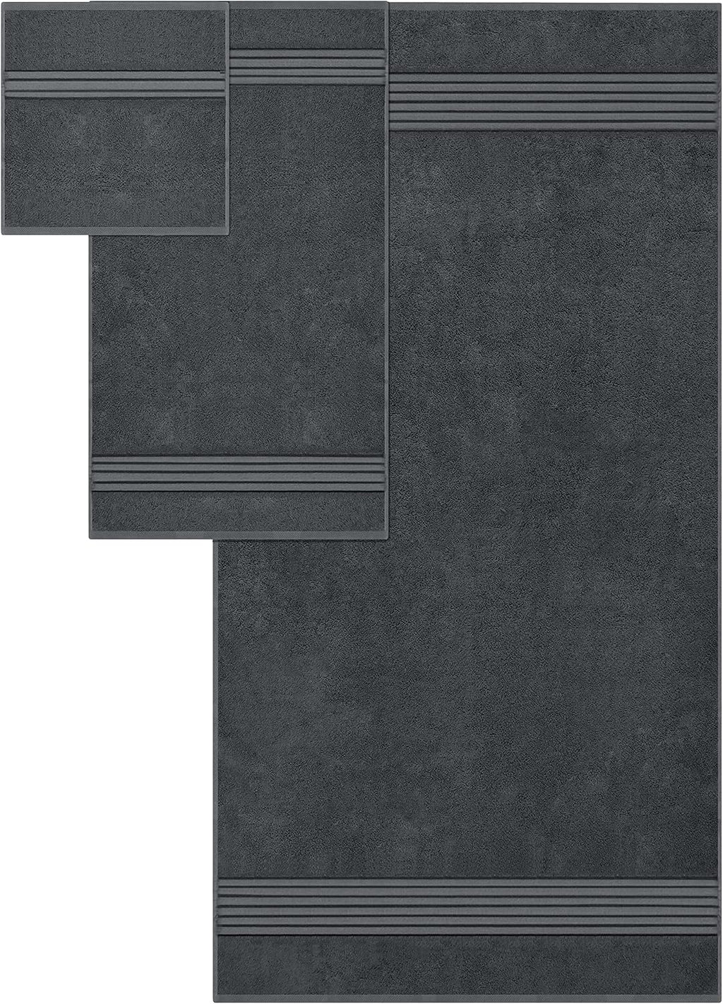 8 Piece Premium Towel Set, 2 Bath 2 Hand 4 Wash, Grey | Premium Lightweight Ring Spun Cotton Hand Towels - Highly