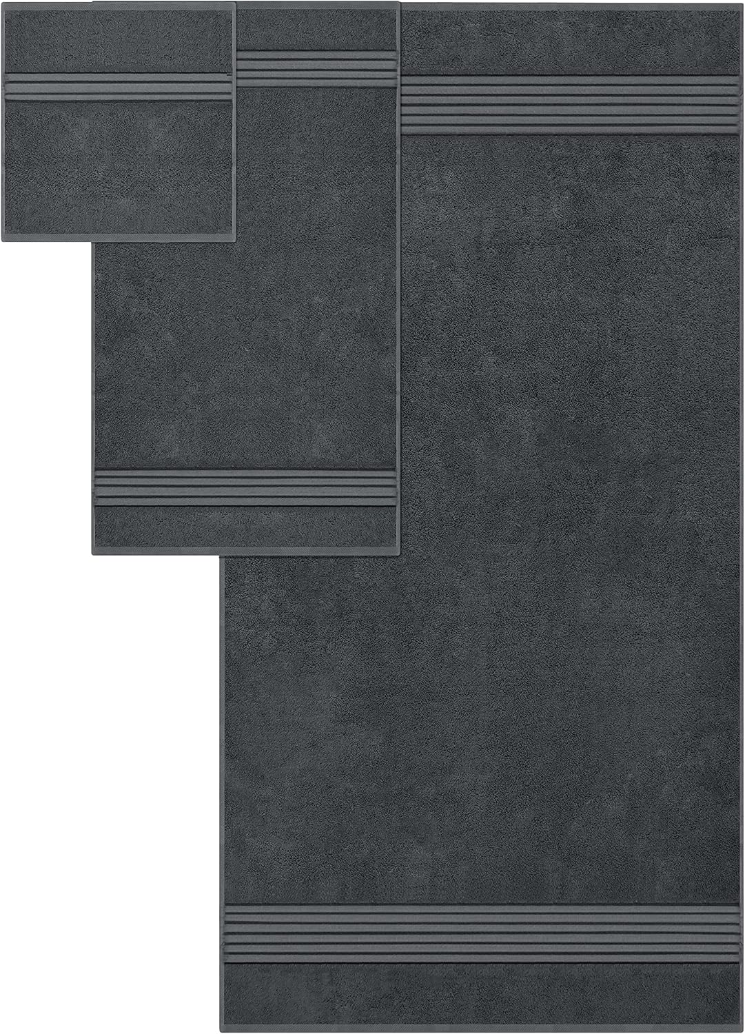 8 Piece Premium Towel Set, 2 Bath 2 Hand 4 Wash, Grey | Premium Lightweight Ring Spun Cotton Hand Towels - Highly