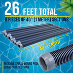 Pool Vacuum Hose, 8 Piece Pool Hose Set, 40" Blue Flexible