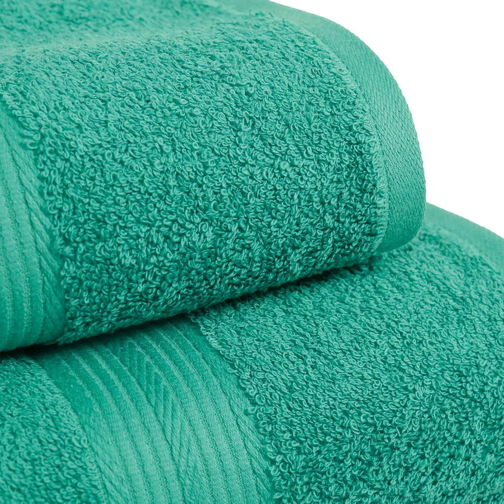 6-Piece Oversized Fade-Resistant Towel Set, 100% Cotton, Highly Absorbent, Soft, Teal, 2 Bath Towels, 2 Hand Towels