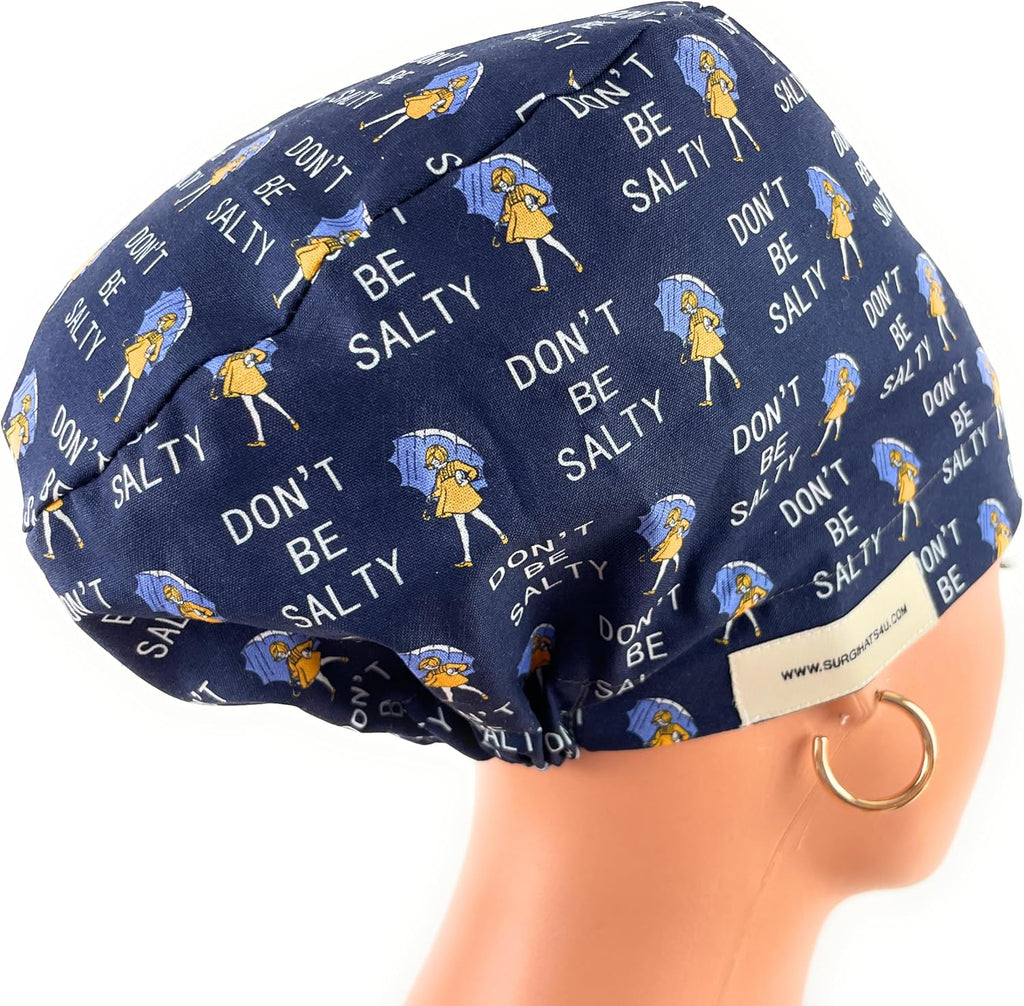 European Style Scrub Cap - No Ribbon – Don't Be Salty - Working Cap with Holder. Scrub Hat for Women, Nurses Hats |