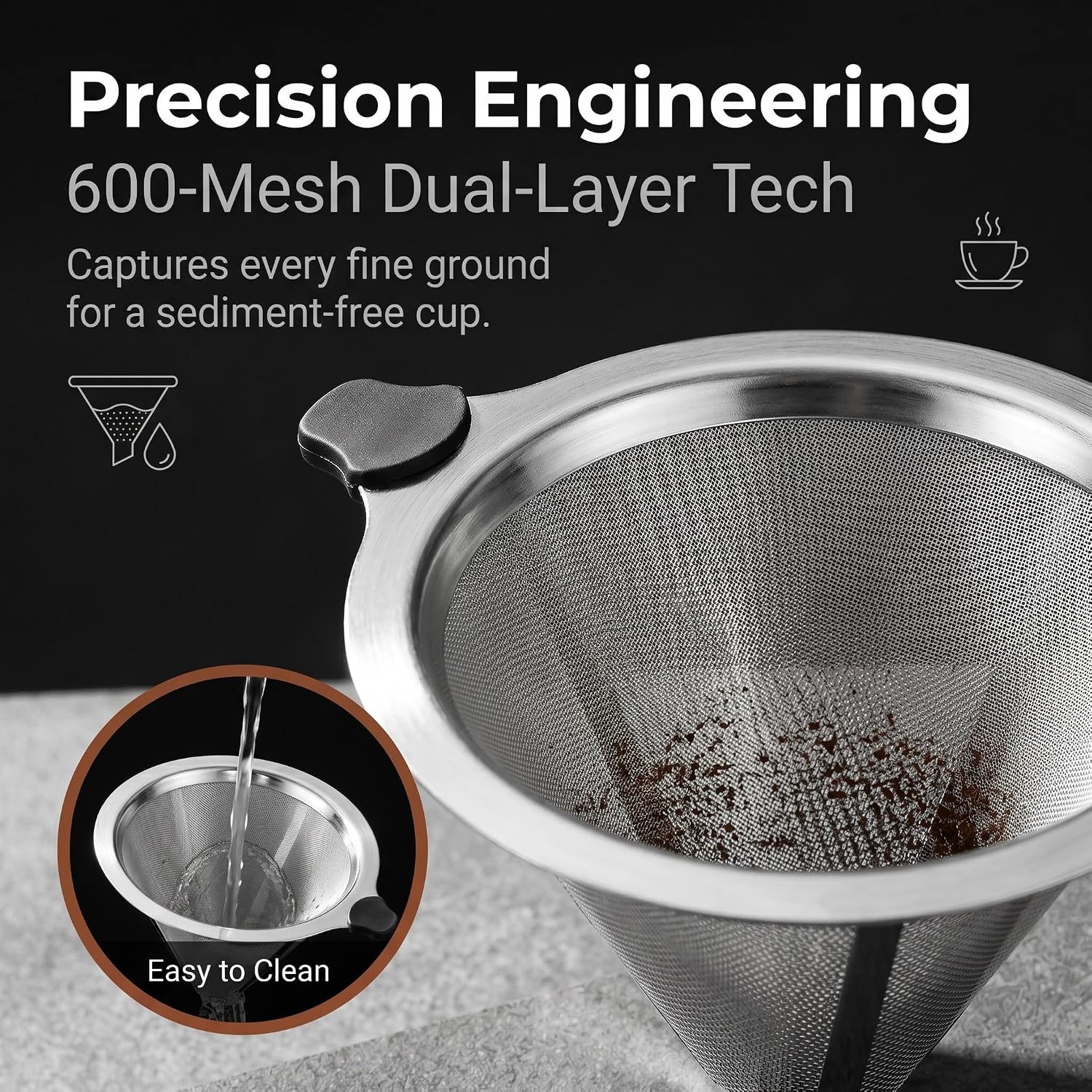 Pour Over Coffee Maker, 8 Cup Borosilicate Glass Pour Over Coffee Dripper with Reusable Stainless Steel Filter