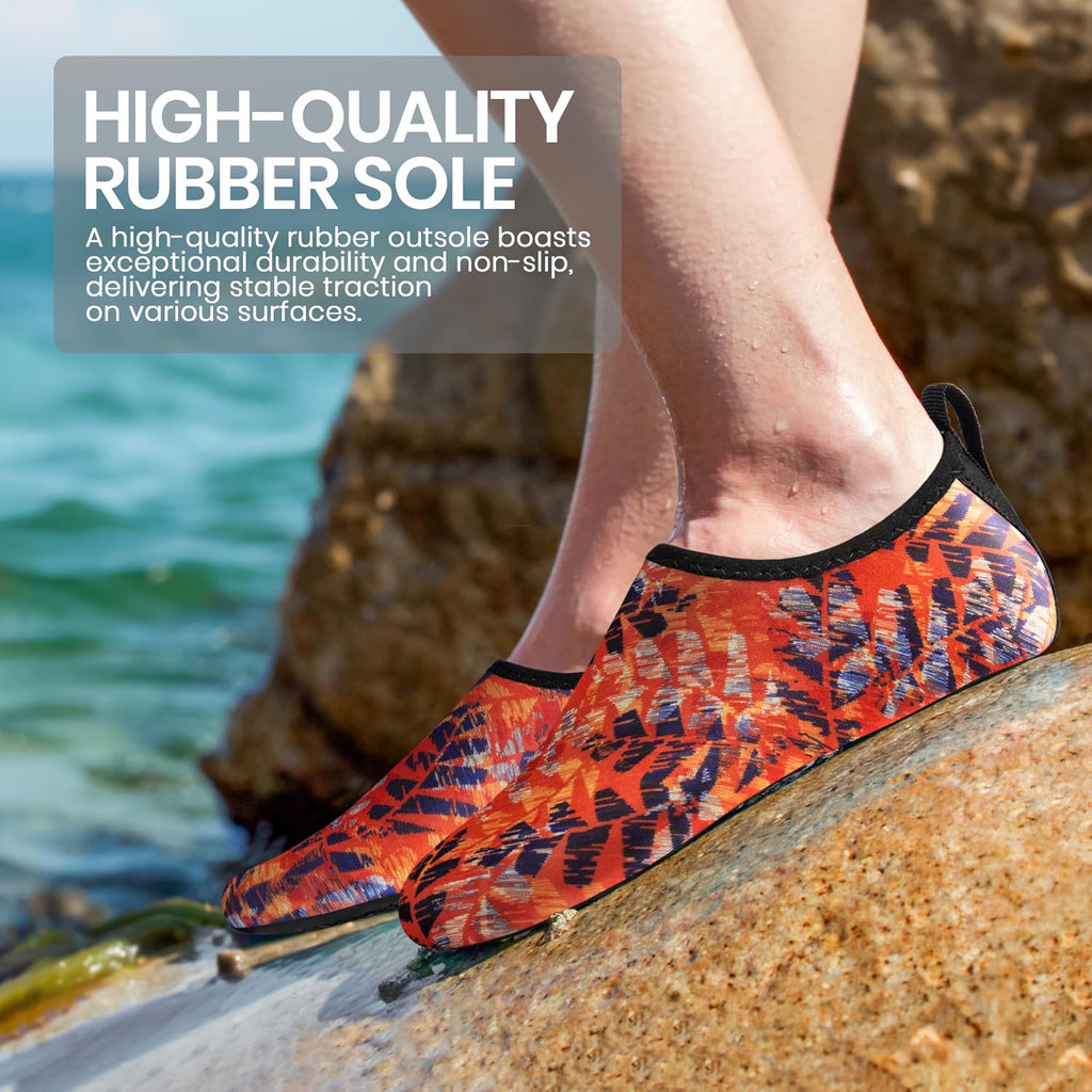 Water Shoes Women Men Adult Quick-Dry Aqua Socks Barefoot Non Slip for Beach Swim River Pool Lake surf Black Size SK002