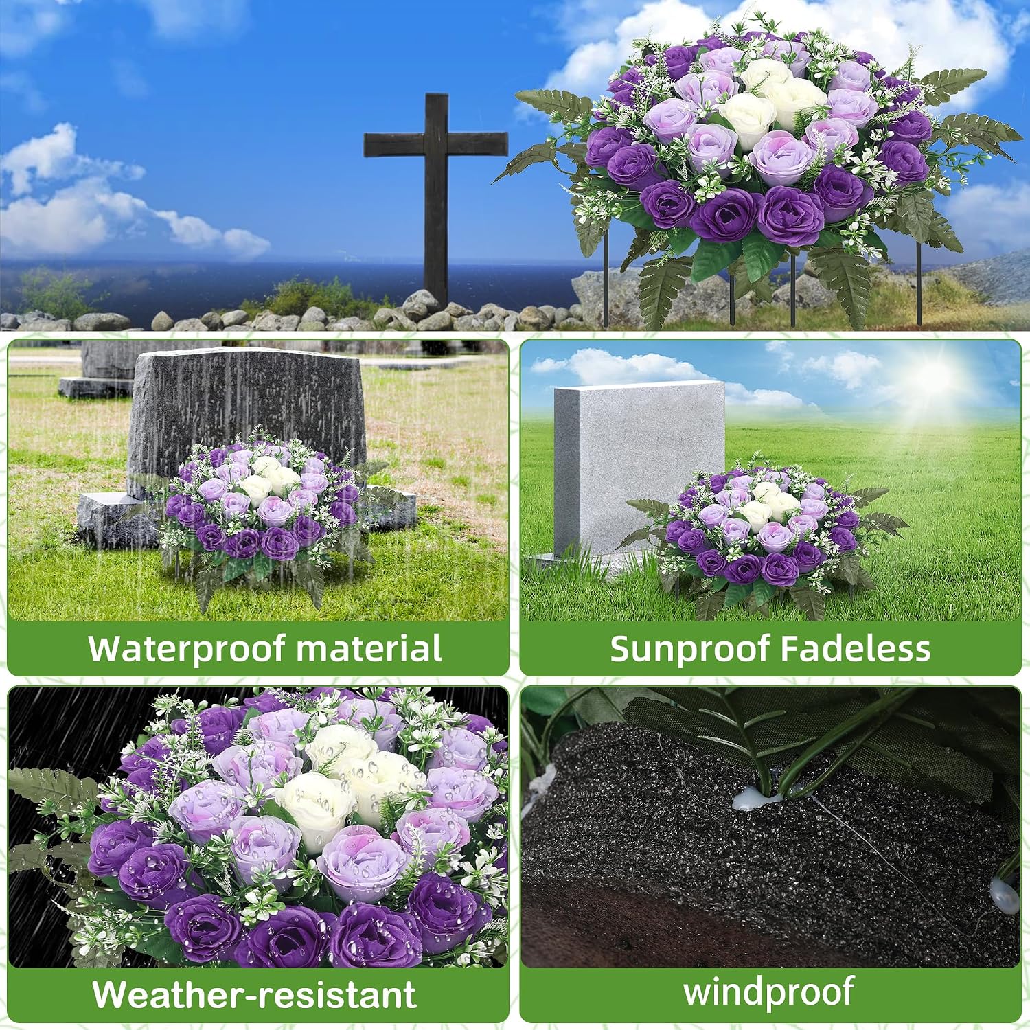Artificial Cemetery Flowers,Silk Memorial Cake for Cemetery,Artificial Flower Centrepieces for Tables,Artificial Rose