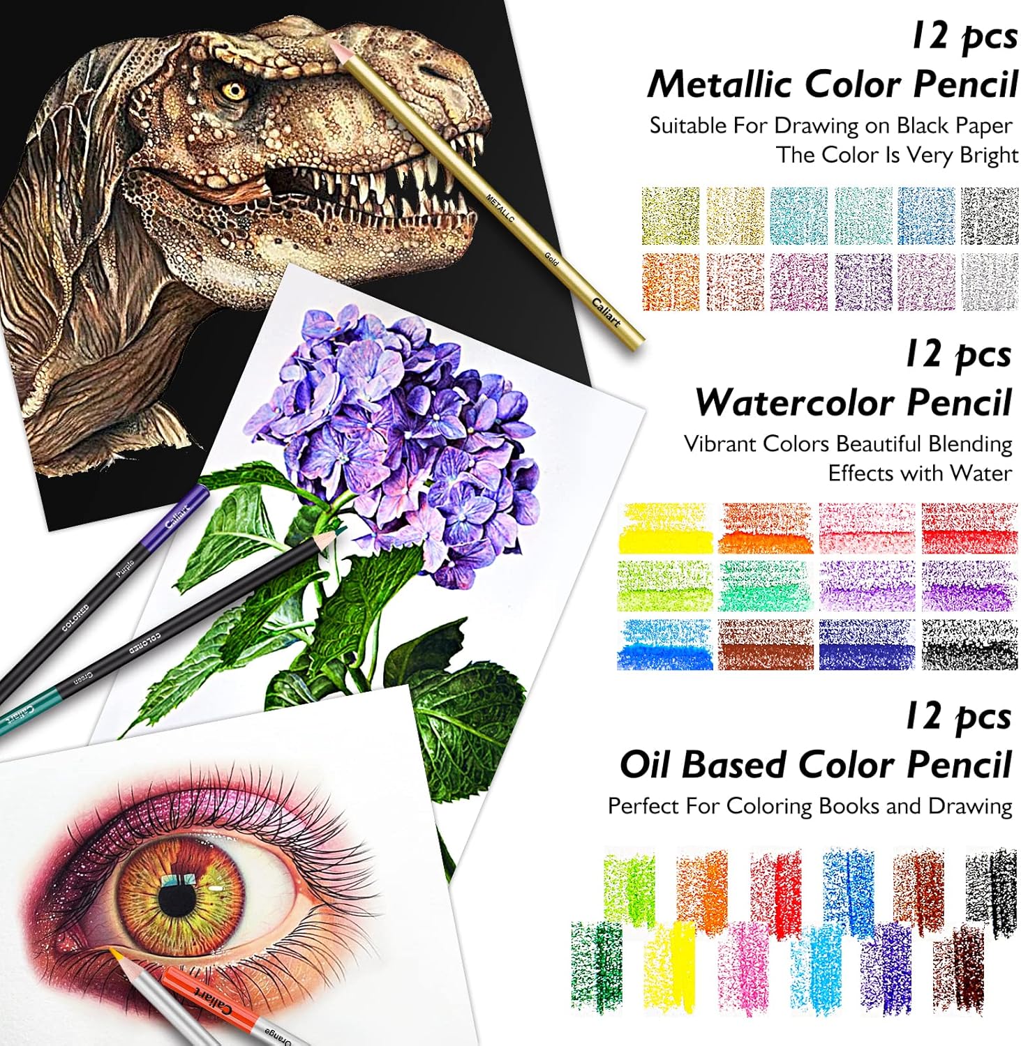 176PCS Art Supplies Sketching Kit with 100 Sheets 3-Color Sketch Book, Graphite Colored Charcoal Watercolor &