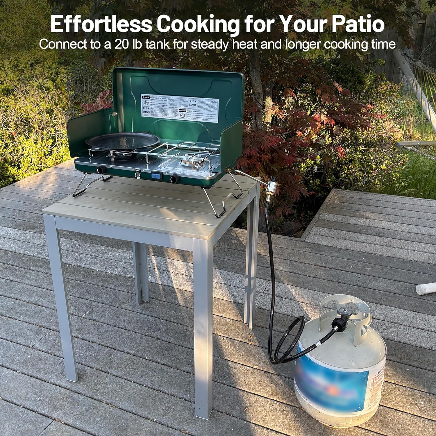 2 Burner Propane Stove, 20000BTU Portable Camping Stove with 2 Adjustable Burner and Wind Guards, Camping Cooktop