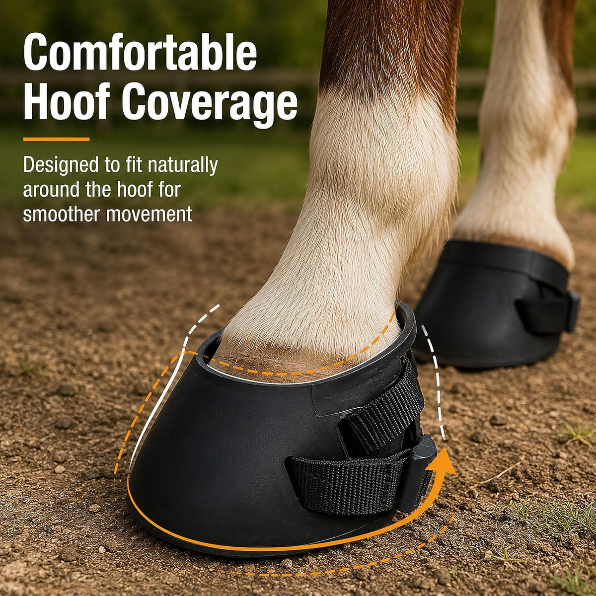 Horse Hoof Boots, 2 Pack Rubber Hoof Protectors for Riding (L)