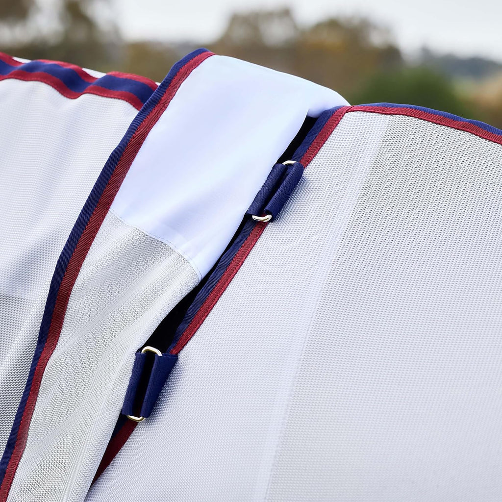 ComFiTec Airflow Fly Sheet Detach-A-Neck, Grey/Navy/Burgundy, 78"