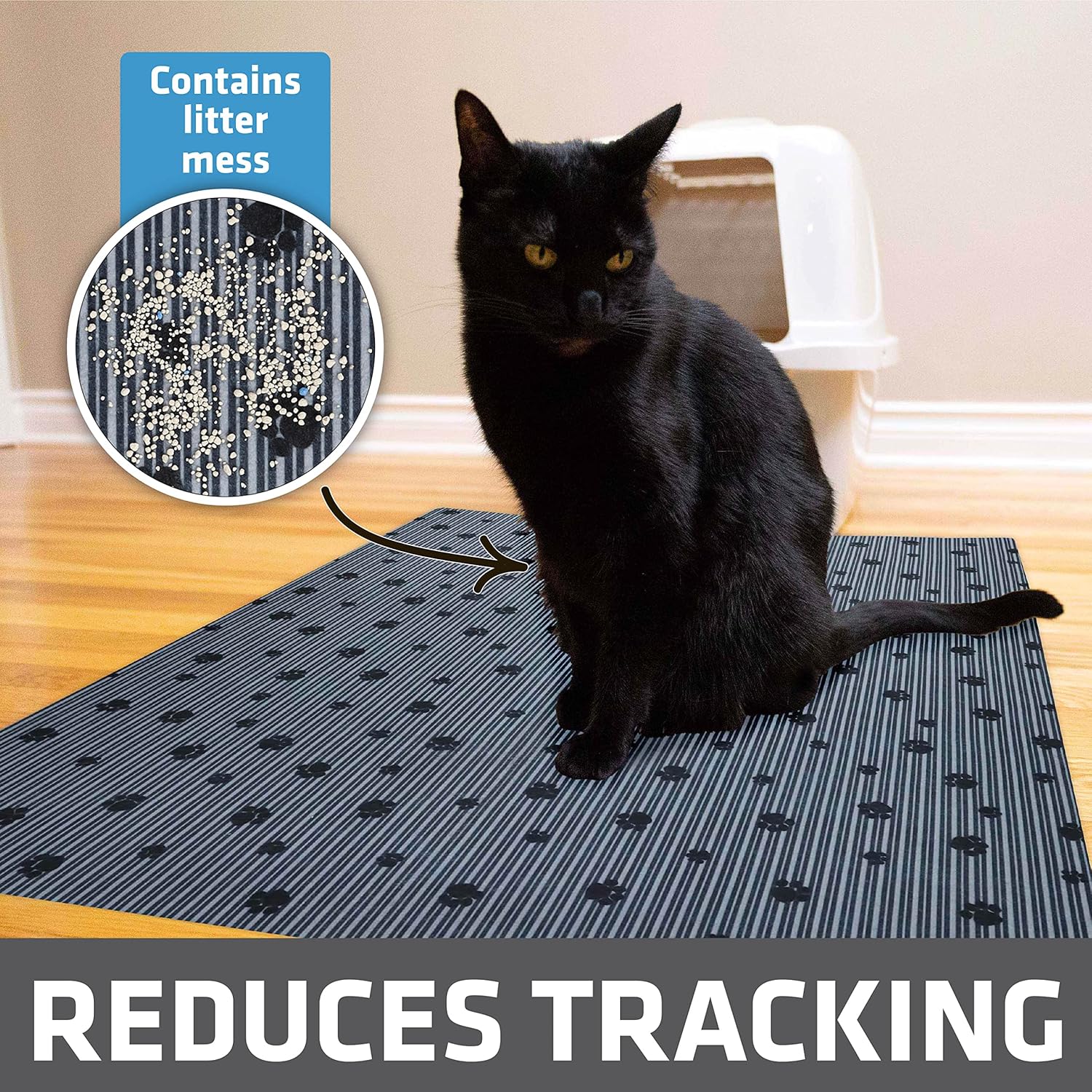 Cat Litter Box Mat, Litter Trapping Mat, Waterproof, Urine-Proof, Absorbent, Machine Washable, Soft on Paws, Contains