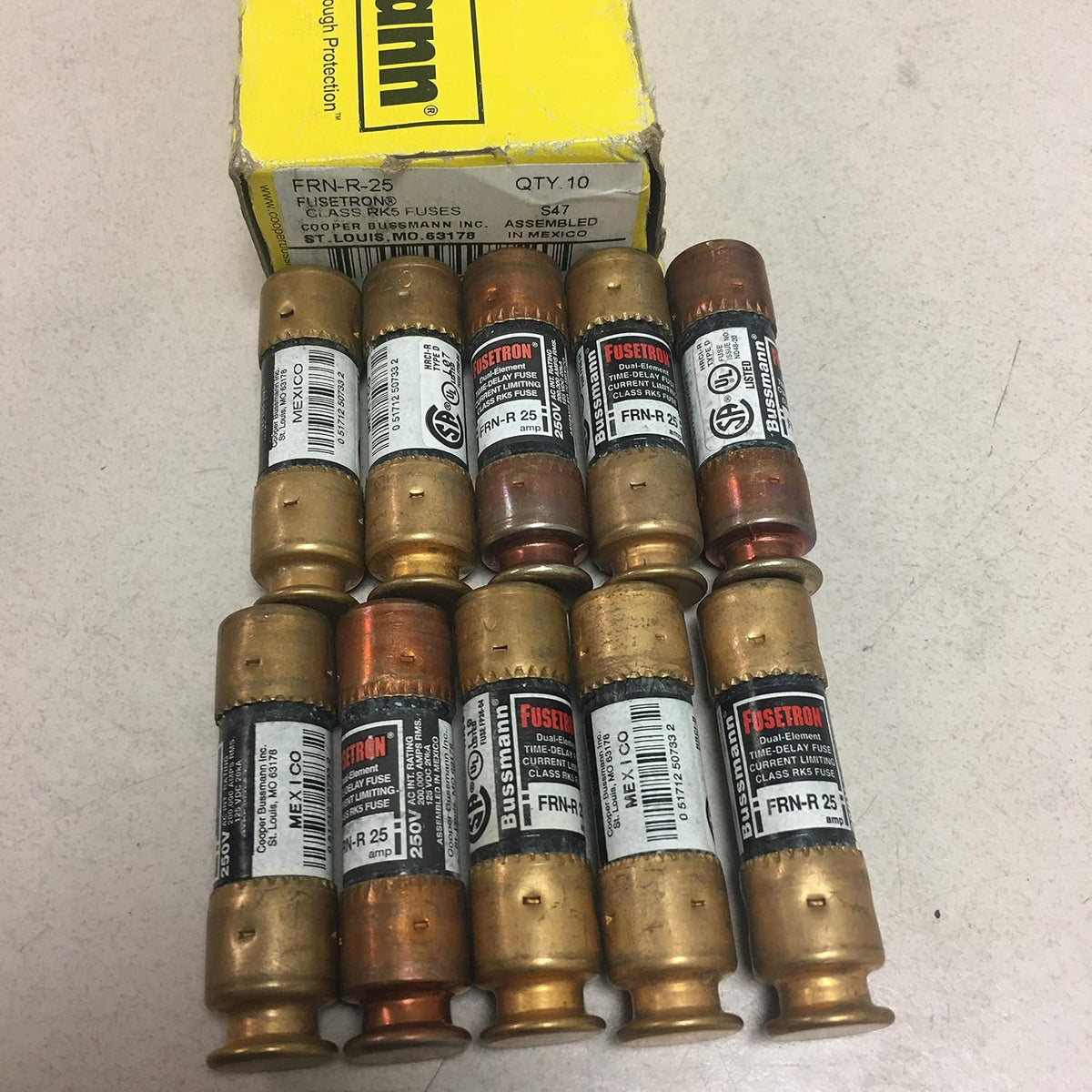New Box of 10 Bussmann FRN-R-25 Fuse