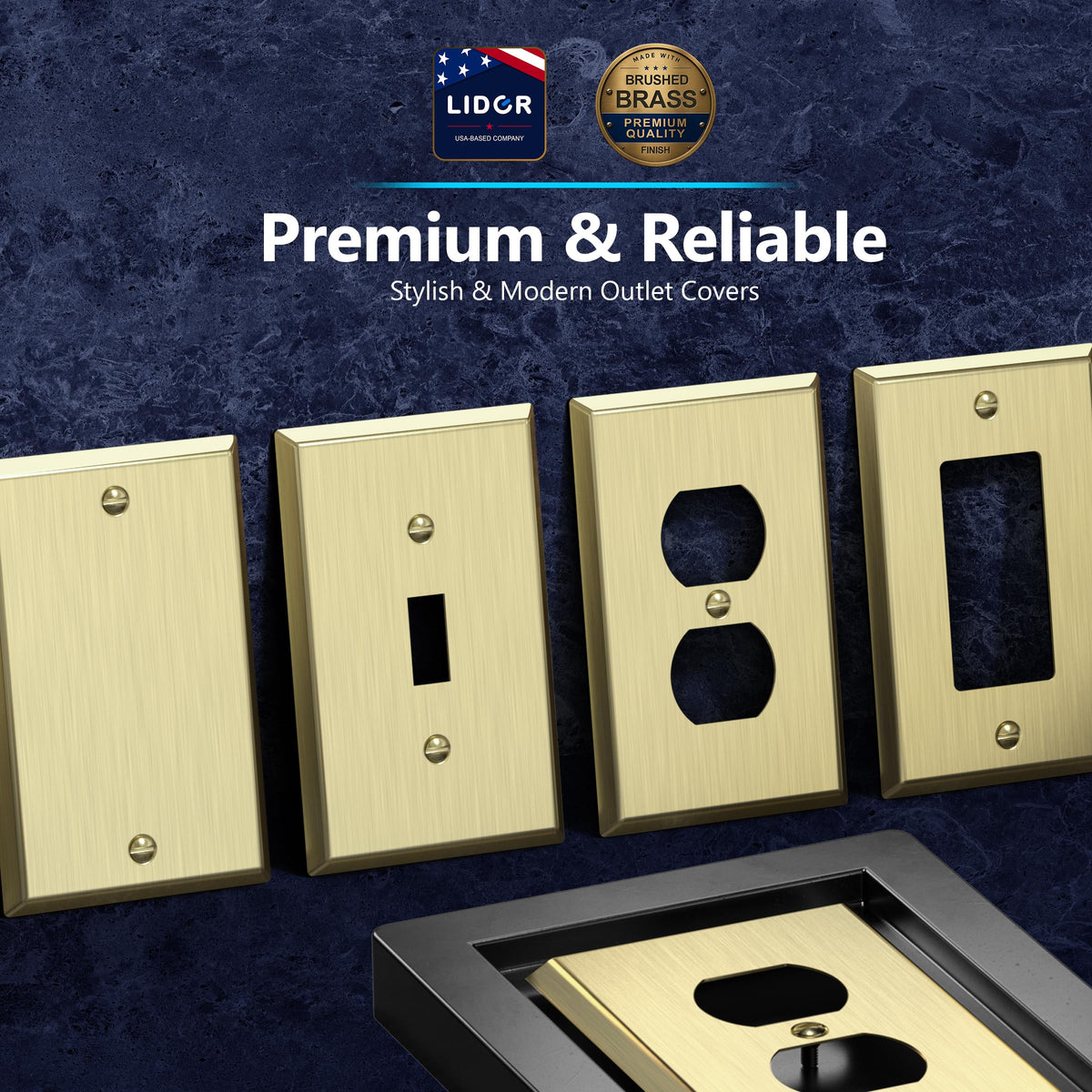 LIDER Toggle Light Switch Metal Wall Plate, Mid-Size 2-Gang 4.88" x 4.92"