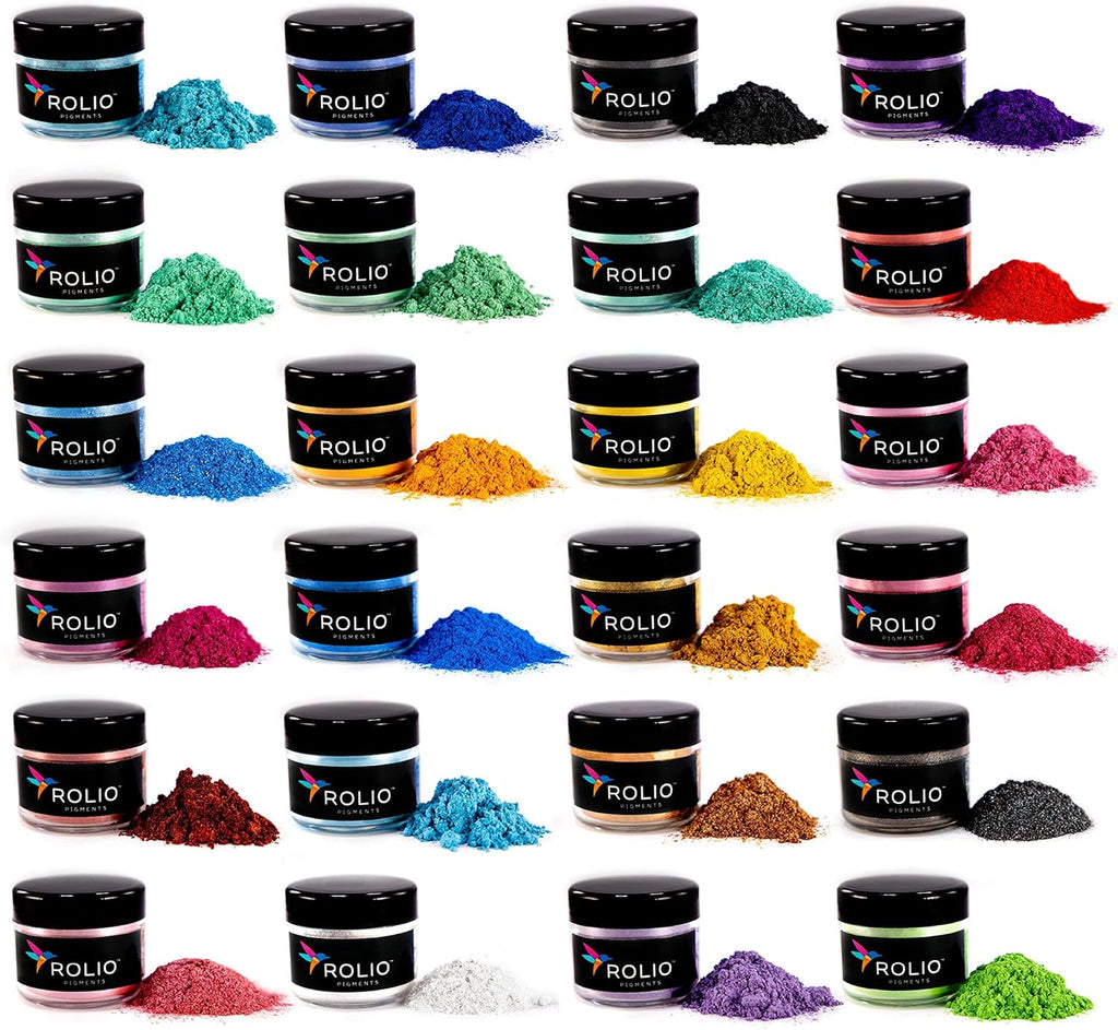 Premium Mica Powder Pearlescent Set -10g, 24 Jars (Original Set) | Pearlescent Color Pigments, Resealable Jars for