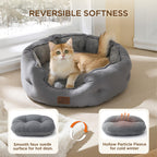 Self Warming Cat Bed,Round Washable Small Dog Bed, 20In Grey