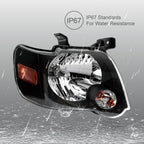 Pair Black Headlights Compatible with 2006-2010 Ford Explorer