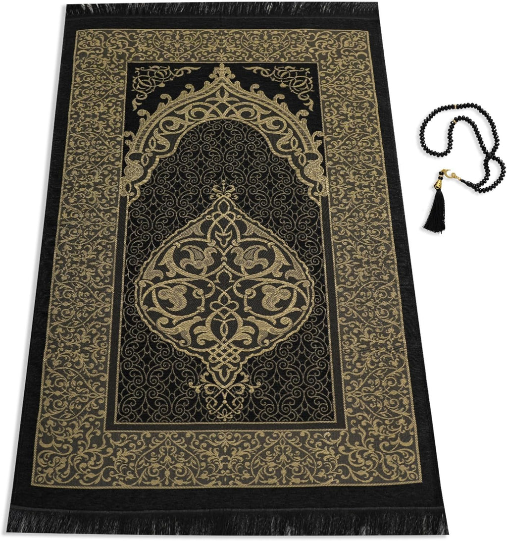 Muslim Prayer Rug with Islam Prayer Beads - Travel Prayer Mat, Islamic Gifts for Women, Portable Prayer Matt Islam
