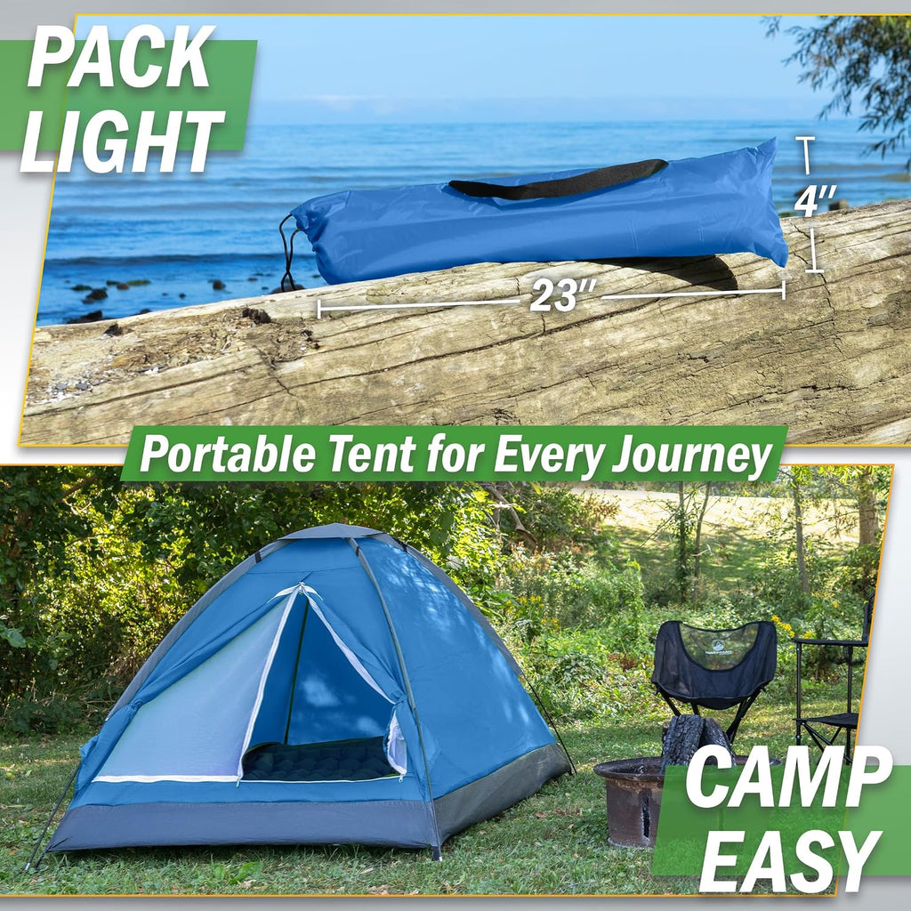 2 Person Camping Tent with Rain Fly and Carrying Bag – Lightweight Outdoor Pop Up Tents for Camping Essentials, Music