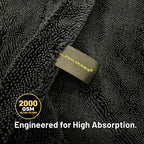 Sleek Max Dry 2K - 2000GSM Microfiber Car Drying Towel, 20x31in, Black