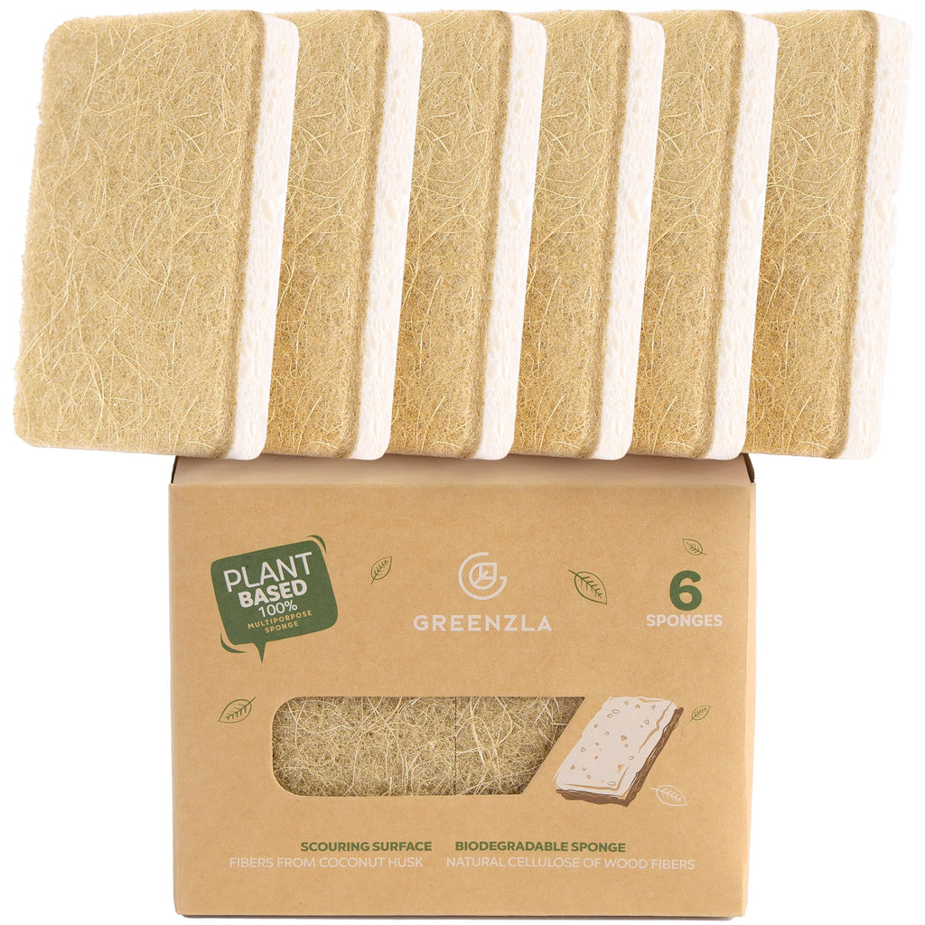 6 Pack Kitchen Sponges | Non-Scratch Hemp & Sisal