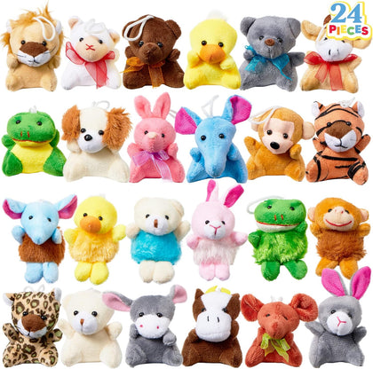24 Pack Mini Animal Plush Toy Assortment (24 Units 3" Each), Animals Keychain Decoration for Kids, Small Stuffed