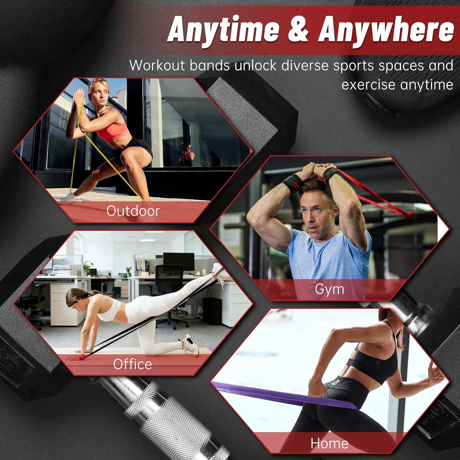 Resistance Bands for Working Out, 4-Level Pull Up Assistance Bands, Exercise Bands for Women & Men, Stretch Workout