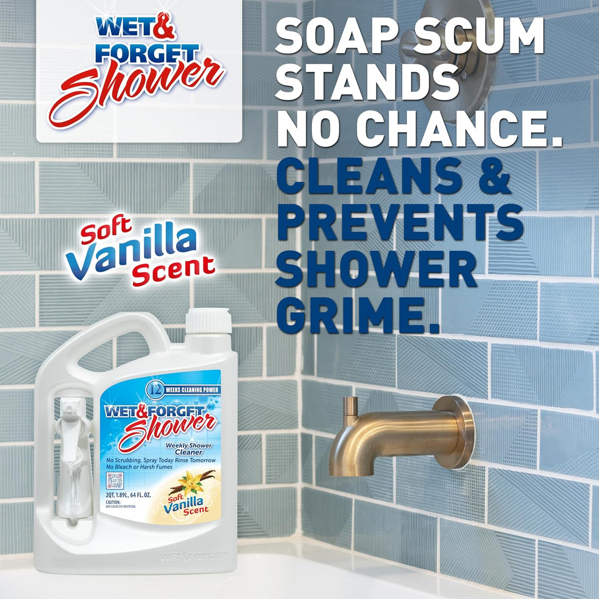 Shower Cleaner Spray, No Scrub, Vanilla Scent, 64 Fl Oz