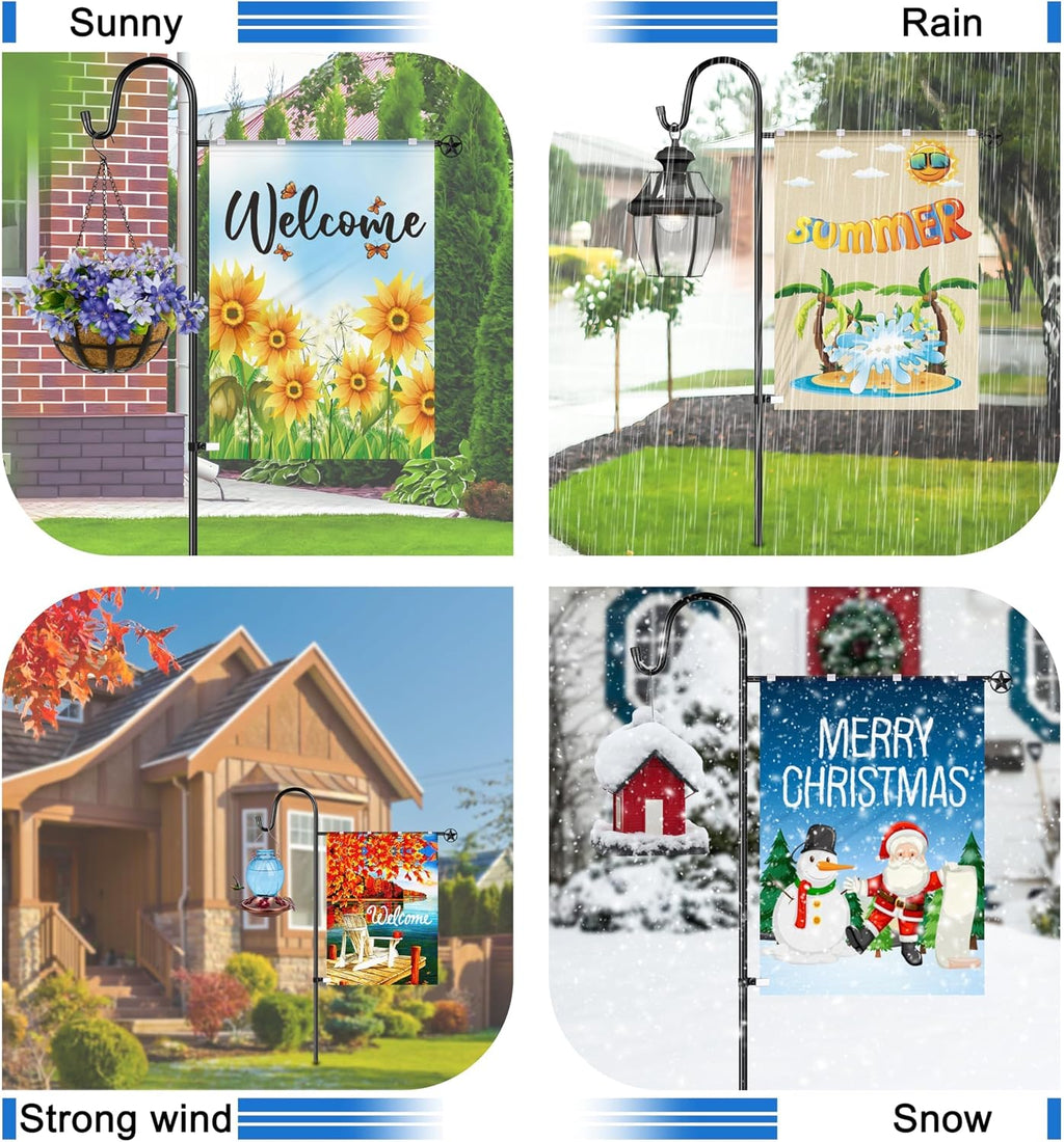 Garden Flag Stand, Heavy Duty Flag Pole Holder with Shepherd Hook for Yard Decoration, 60 INCH Sturdy Yard Flag Post
