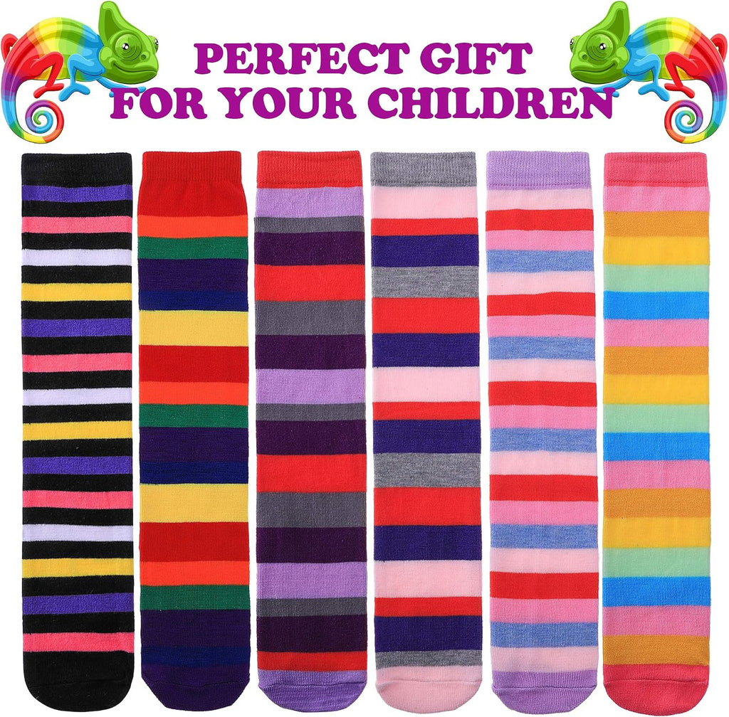 Girls Knee High Socks Kids Crazy Fun Gift Cute Animal Patterns Cotton Long Socks 6 Pairs