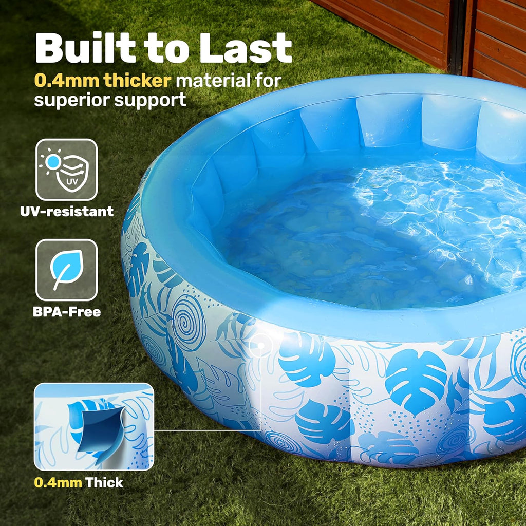 Inflatable Swimming Pool,5.5ft x 20 Inch Full-Sized Blow Up Durable Thickened Luxury Above Ground Family Pool with