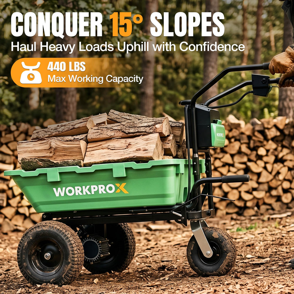 X 40V Electric Wheelbarrow, 440 lbs Load Capacity