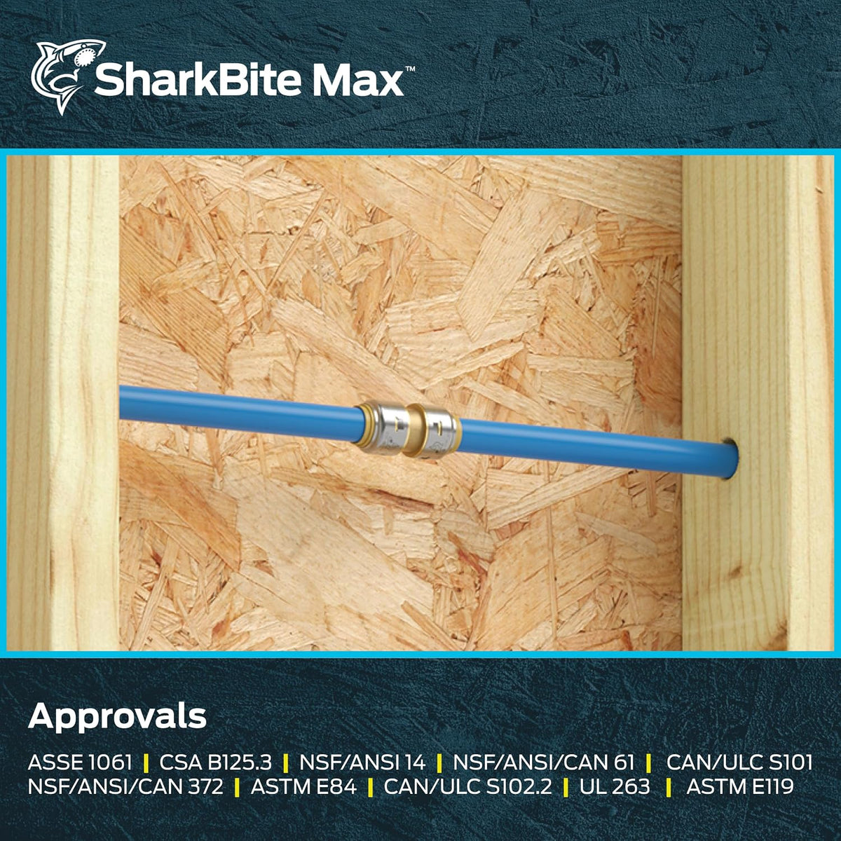 SharkBite Max 1 Inch Coupling, Push to Connect Brass Plumbing Fitting, PEX Pipe, Copper, CPVC, PE-RT, HDPE, UR020A
