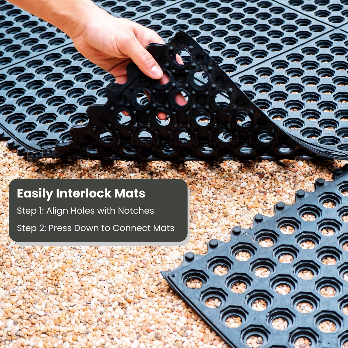 Interlocking Rubber Floor Tiles 4 Pack, Anti Fatigue, 3 x 3 ft