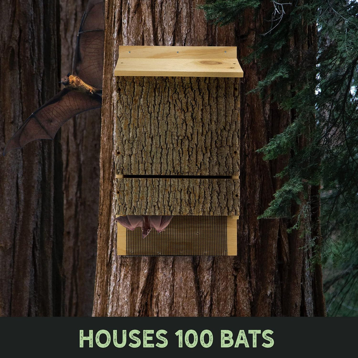 OBC Endorsed Single Chamber Wooden Bat House; Rustic Handmade Bat Shelter Box