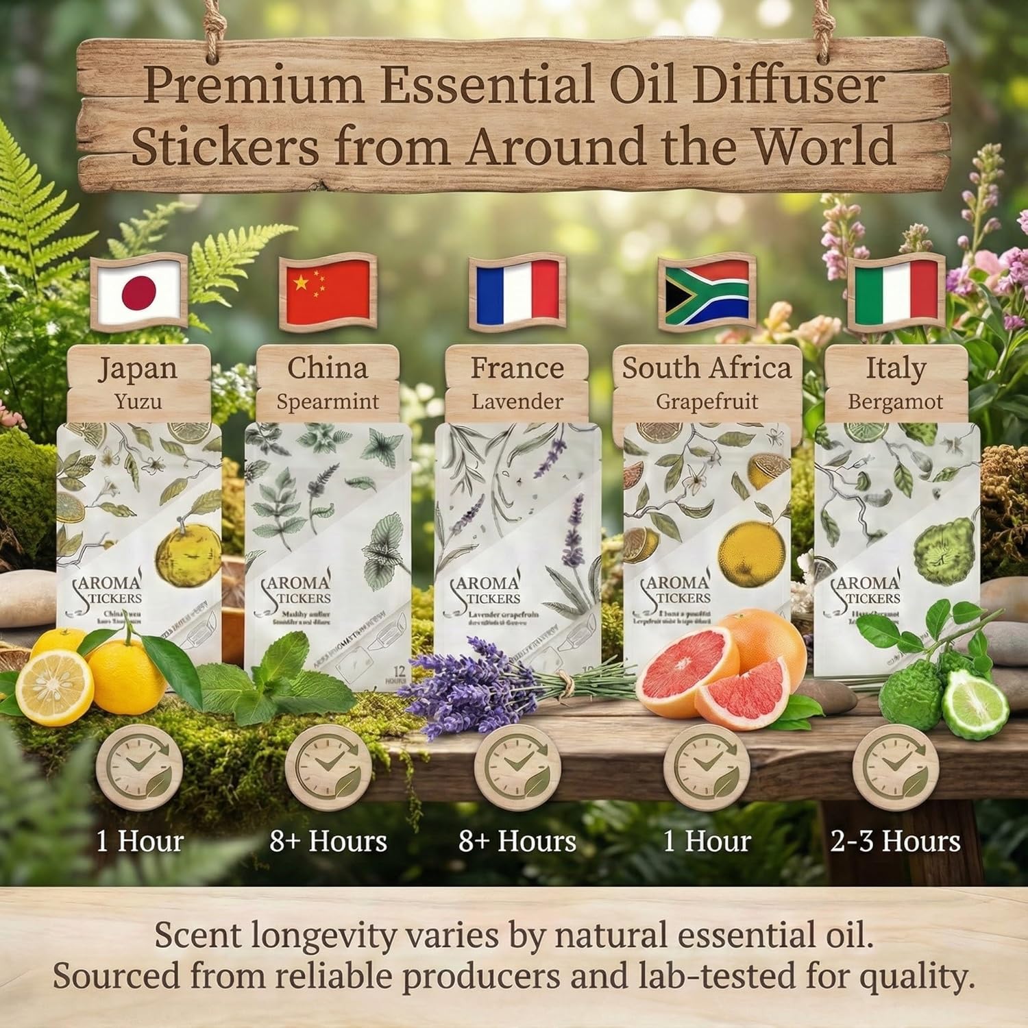 Bergamot Essential Oil Scented Stickers for Aromatherapy, 100% Natural Pure Essential Oil Scented Patch, Personal