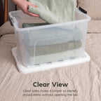 40 Qt Storage Bins with Lids, 6 Pack, Clear/White