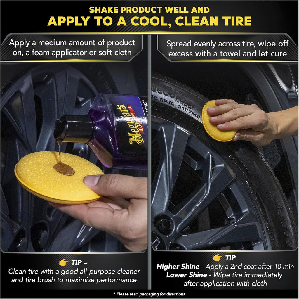Meguiar’s Endurance Tire Gel - Tire Shine Gel, Premium Car Tire Shine For A Lasting Glossy Finish; Apply To Tires