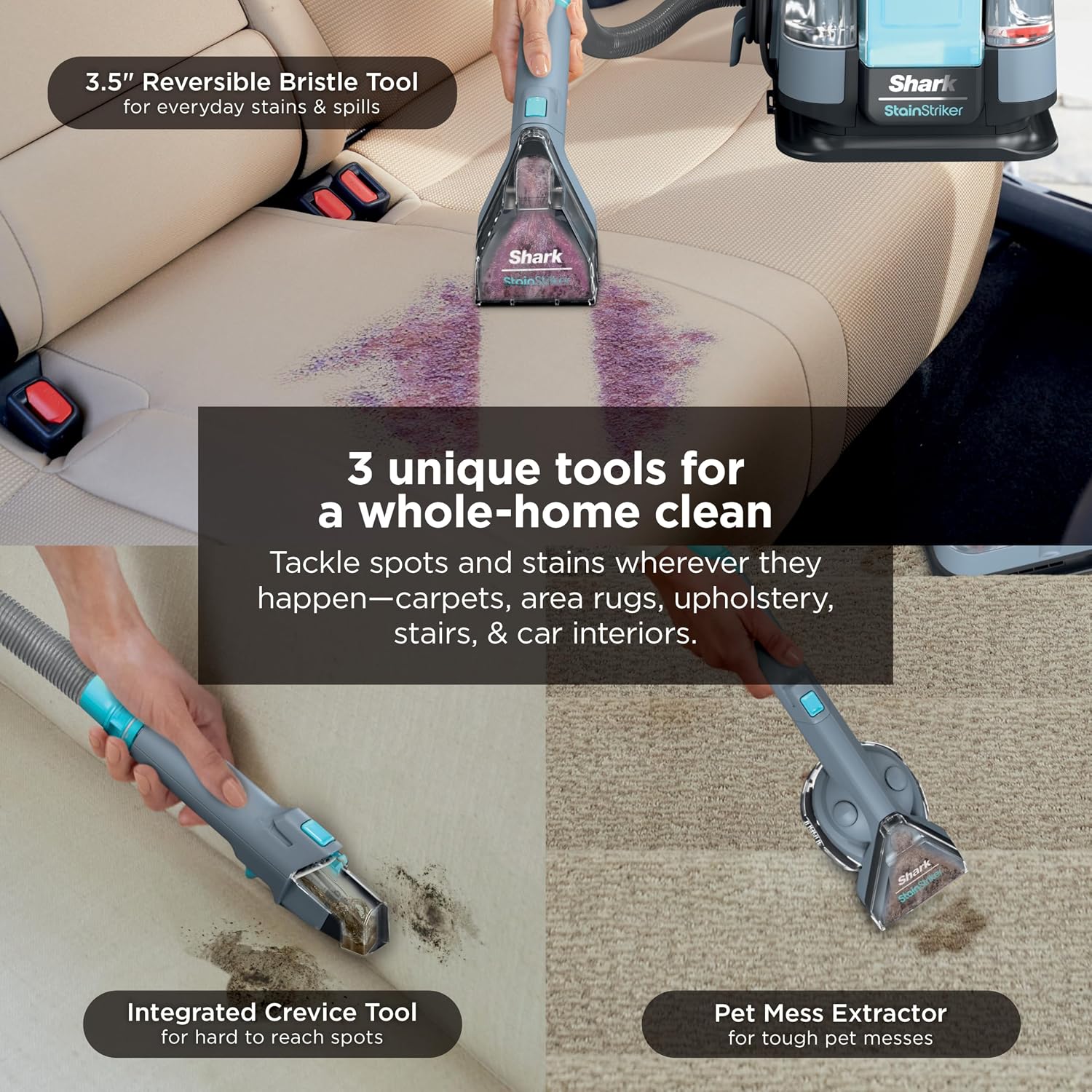 StainStriker Portable Carpet/Upholstery Cleaner, 4 Tools, PX202BRN | For Carpet, Upholstery & Area Rugs, Stain & Odor