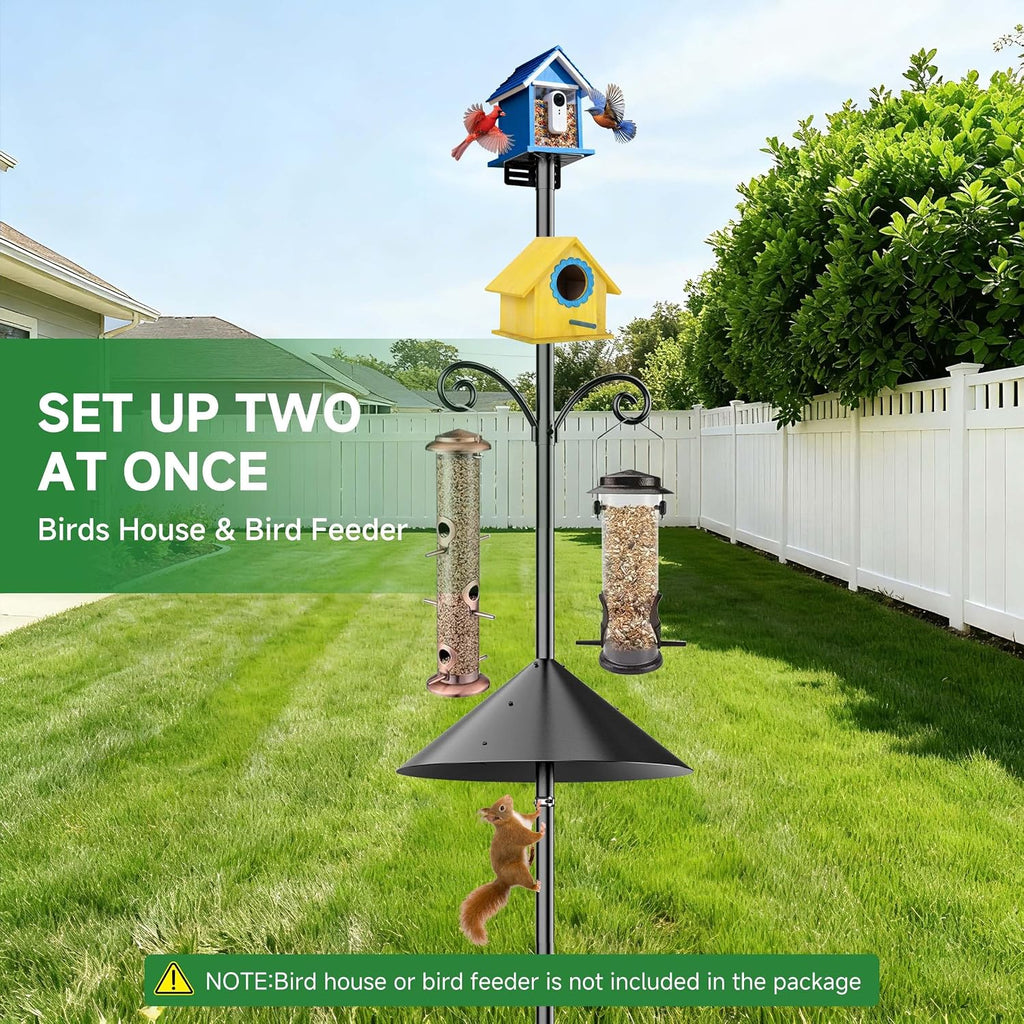 Smart Bird Feeder Pole Stand with Proof Squirrel Baffle 79" - Dia 1 Inch Bird House Pole Mount for Camera Birdfeeder