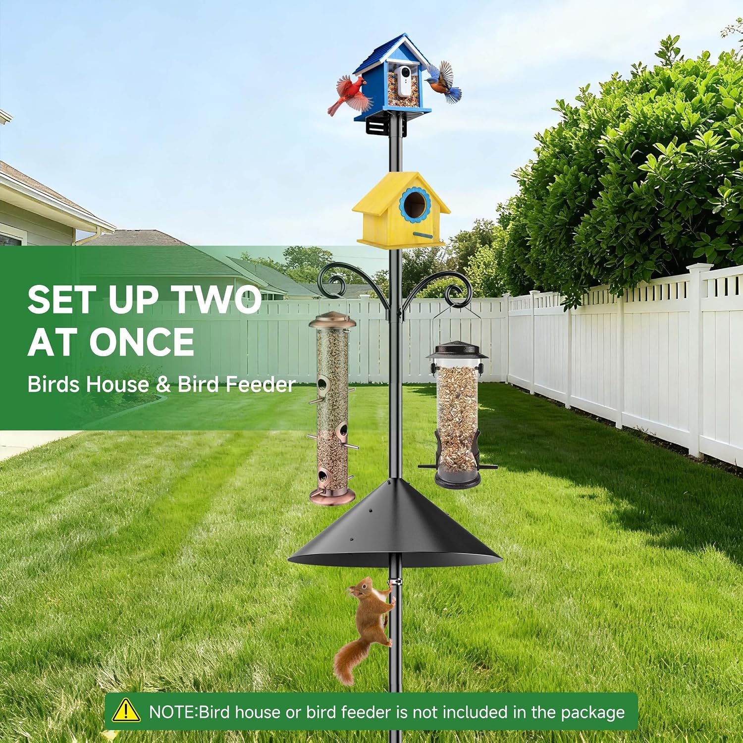 Smart Bird Feeder Pole Stand with Proof Squirrel Baffle 79" - Dia 1 Inch Bird House Pole Mount for Camera Birdfeeder
