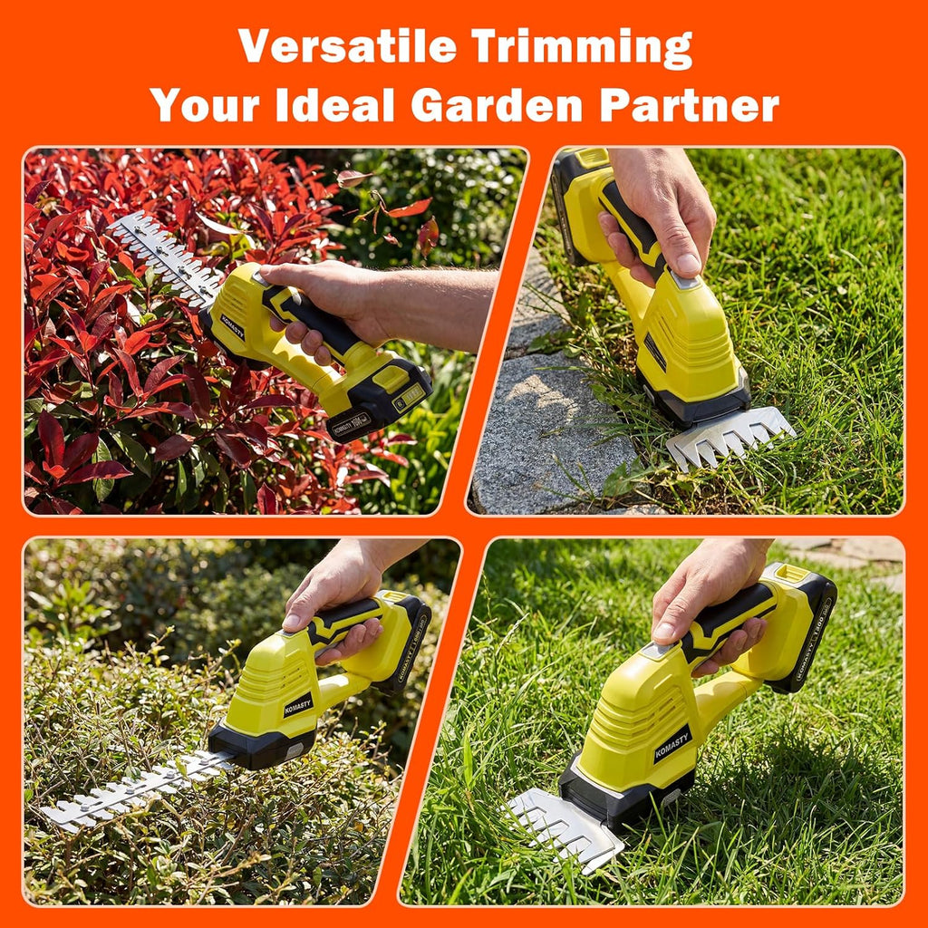 20V Hedge Trimmer Cordless with 2 Battery and Charger, 2 In 1 electric Hedge Shears, Shrub Trimmers with 2 Blades